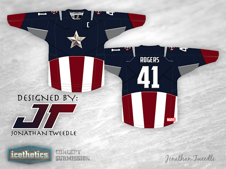 A concept jersey I designed for the league I play hockey in, the Maryland Heroes  Hockey